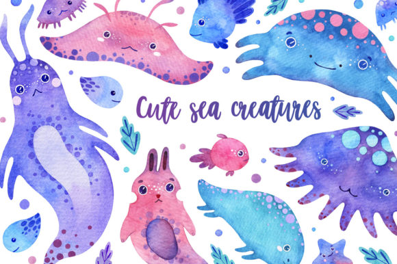 Download Cute Sea Creatures Watercolor Collection - Premium Resources